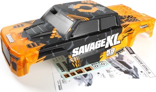 Gtxl-6 Kingcab Painted Truck Body (orange/black) - Hp160107 - Hpi Racing