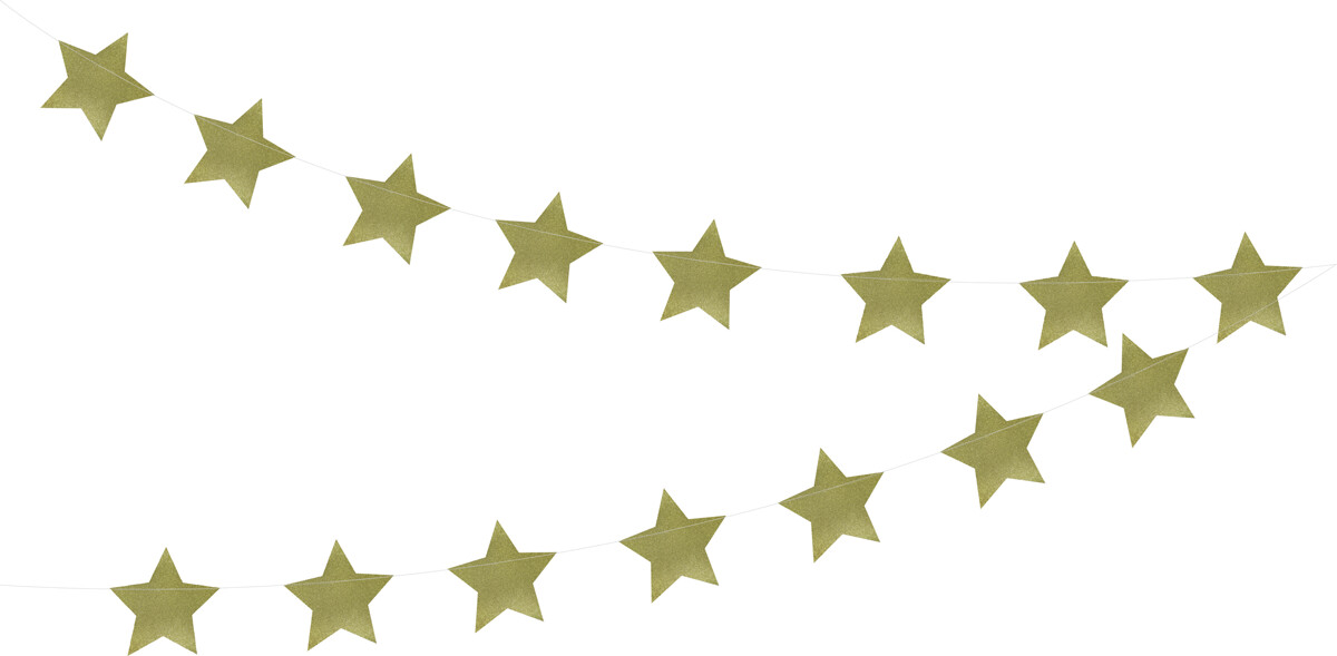 Guirlande - Guldglitter - 15 Stjerner - Scanseason