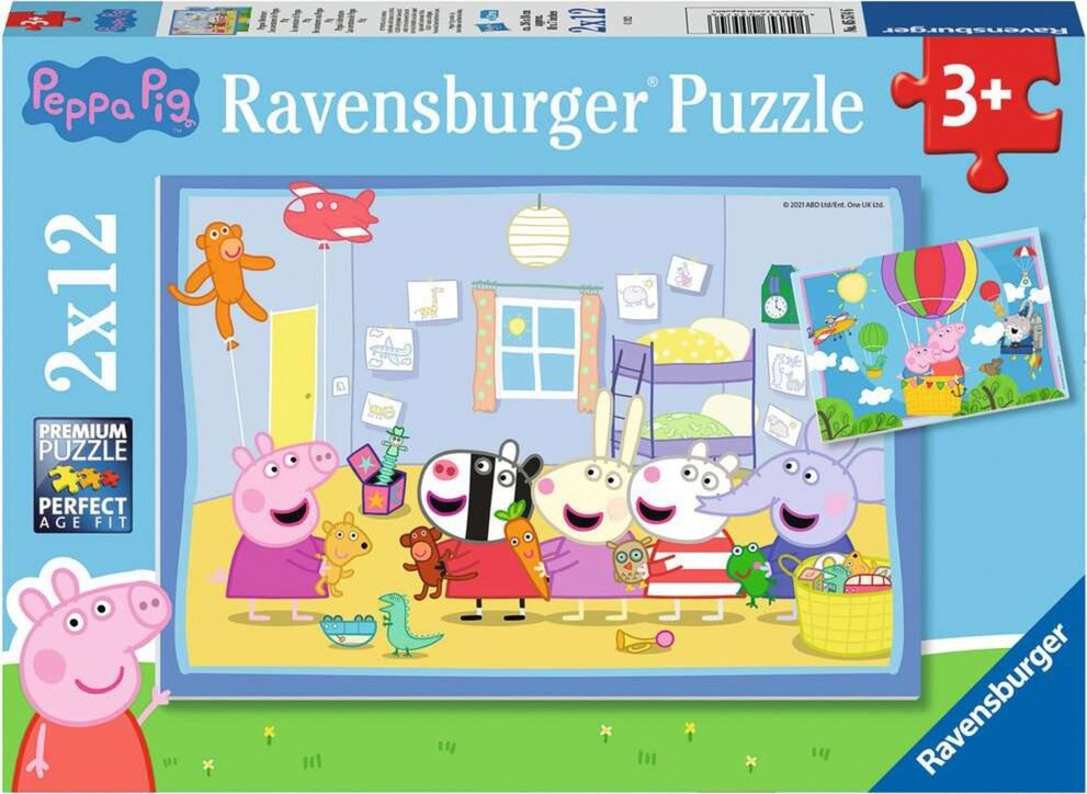 Gurli Gris Eventyr Puslespil 2 X 12 Brikker - Ravensburger