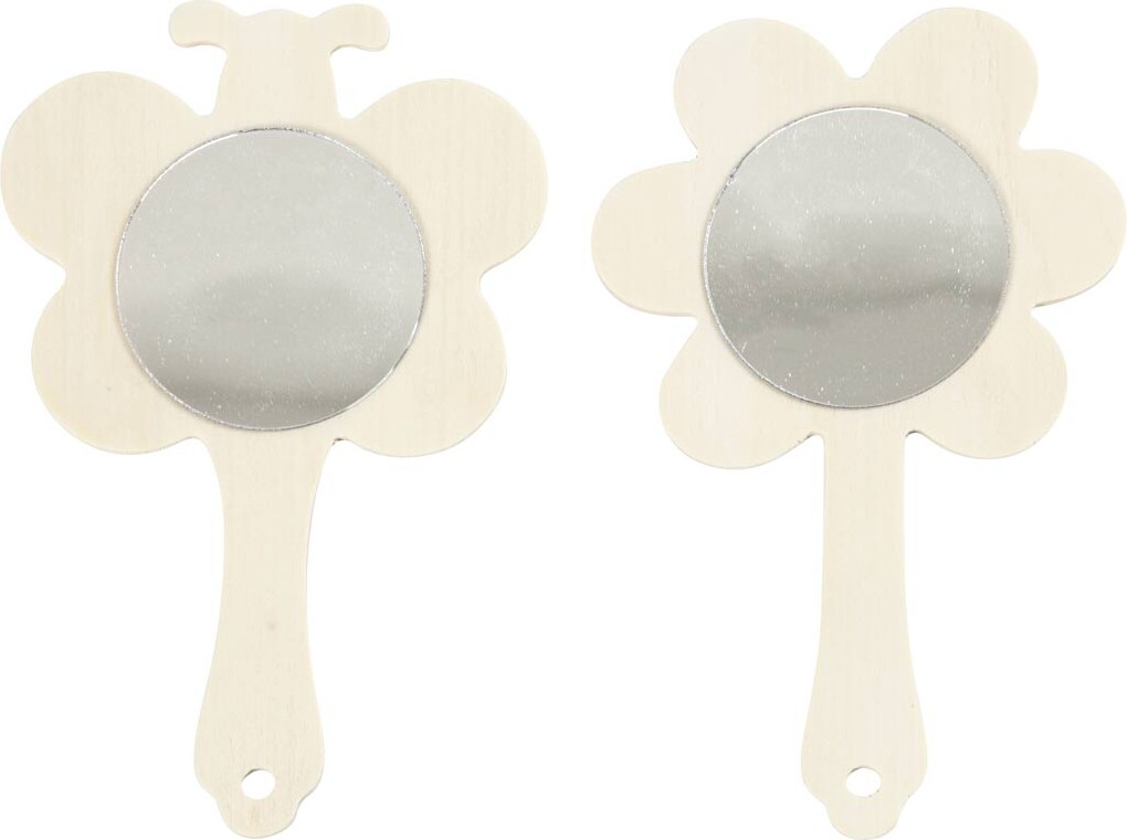 Håndspejle Til Børn - Sommerfugl Og Blomst - Diy - 2 Stk billede