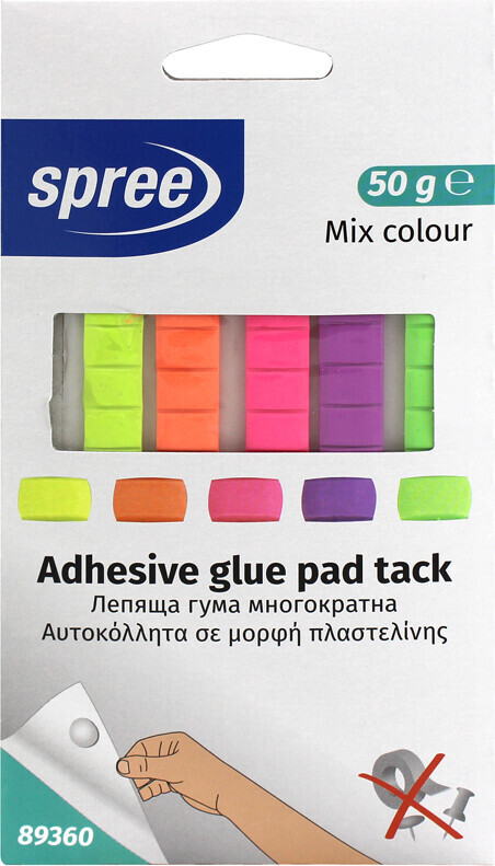 Elefantsnot Hæftemasse - Neon Farver - 50 G - 5 Farver