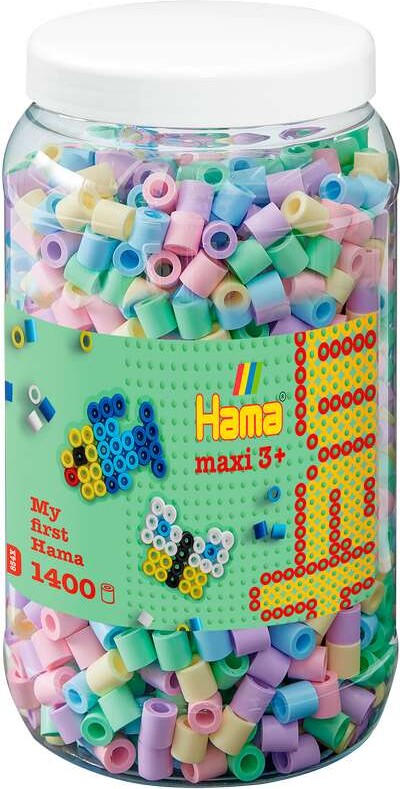 Hama 8544 - Pastel - Maxi Perler I Bøtte - 1.400 Stk. - Mix 52