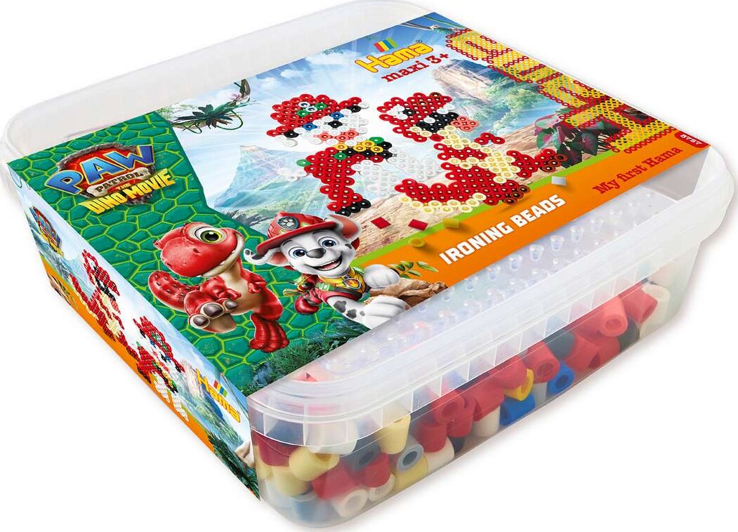 Hama 8753 - Paw Patrol Dino - 600 Maxi Perler Og 1 Stiftplade
