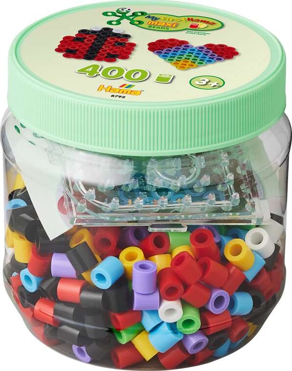 Hama Maxi Perler - Perlesæt - 400 Perler + 2 Plader - Grøn - 8792