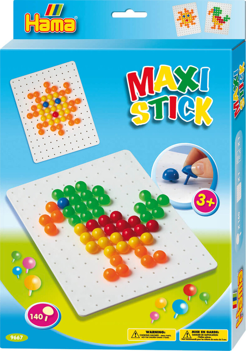 10: Hama Maxi Stick - Firkantet Plade Med 140 Stifter - 9667