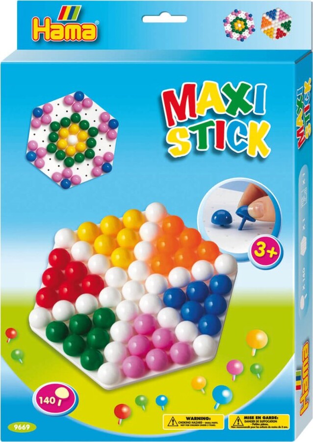 10: Hama Maxi Stick - Hexagonal Plade Med 140 Stifter - 9669
