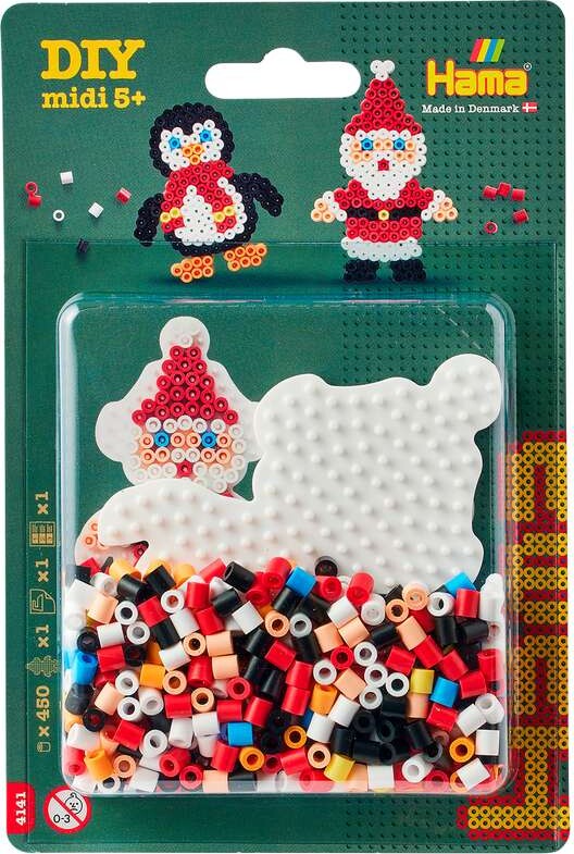 Hama 4141 - Lille Pingvin - 450 Diy Midi Perler + Plade + Papir