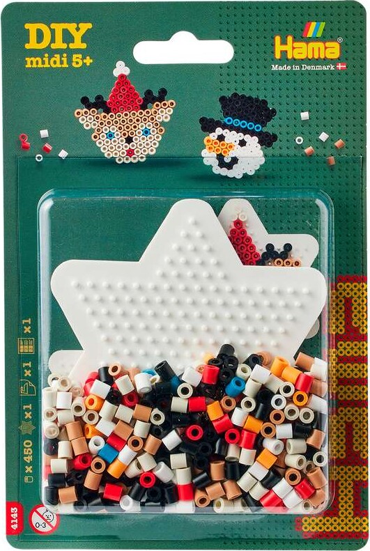 Hama 4143 - Lille Stjerne - 450 Diy Midi Perler + Plade + Papir