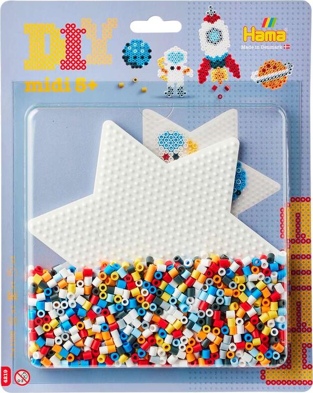 Hama 4219 - Space - Stor Stjerne - 1.100 Diy Midi Perler Og Plade