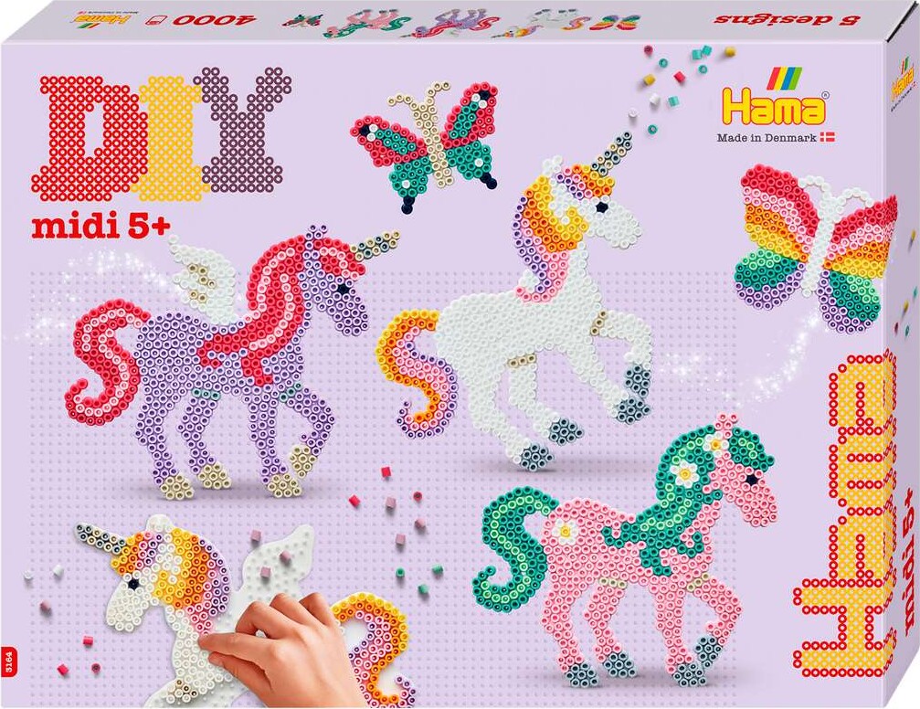 Hama 3164 - Eventyrheste - 4.000 Diy Midi Perler + 2 Plader