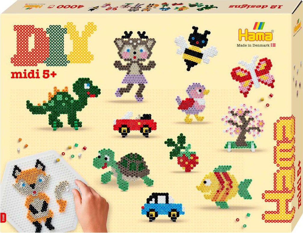 Hama 3165 - Perlesjov - 4.000 Diy Midi Perler + 2 Plader