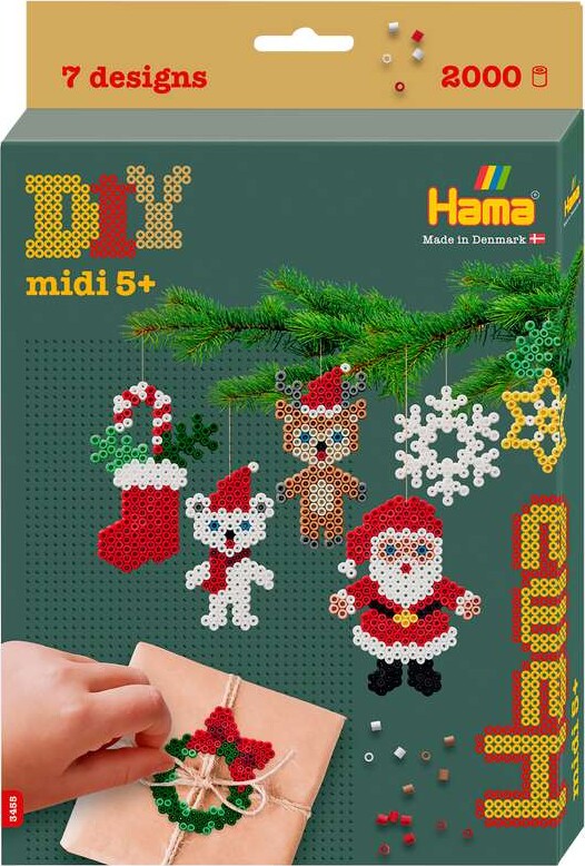 Hama 3455 - Julesjov - 2.000 Diy Midi Perler + Plade + Strygepapir
