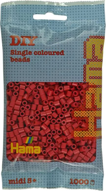 Hama Midi Perler - Kirsebærrød - 1.000 Stk - 207-114