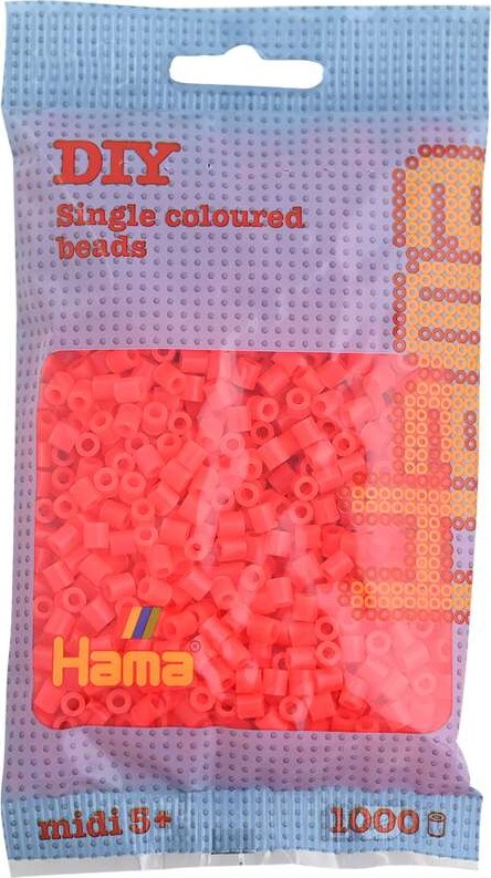 Hama Midi Perler - Neon Rød - 1.000 Stk - 207-35