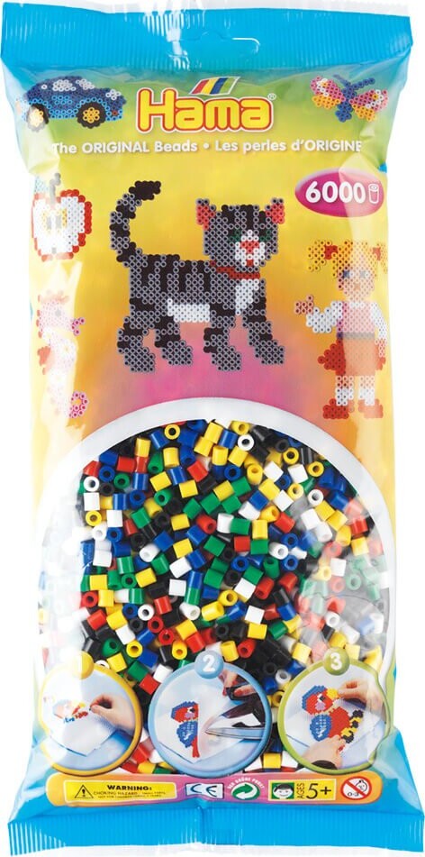 Hama Midi Perler - Farver Mix 66 - 6 Farver - 6.000 Stk - 205-66