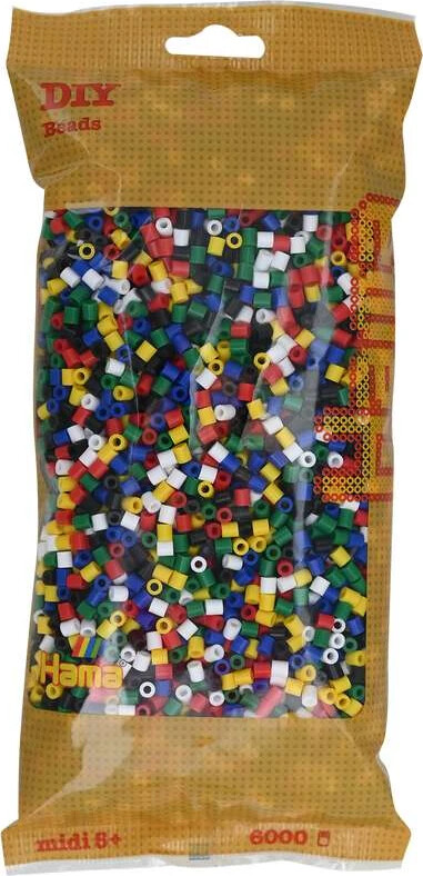 Hama Midi Perler - Farver Mix 66 - 6 Farver - 6.000 Stk - 205-66