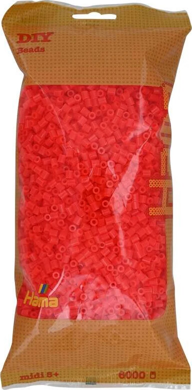 Hama Midi Perler - Neon Rød - 6.000 Stk - 205-35