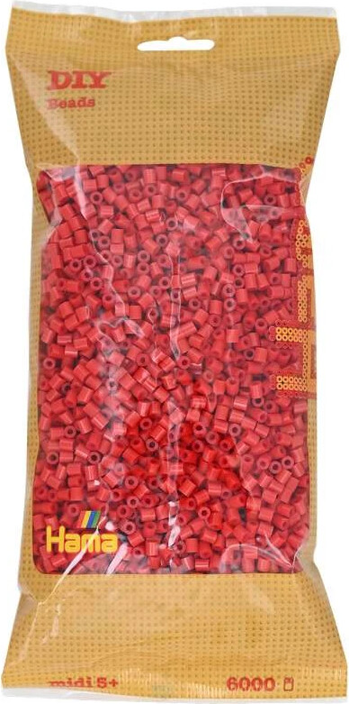 Hama Midi Perler - Rød - 6.000 Stk - 205-05