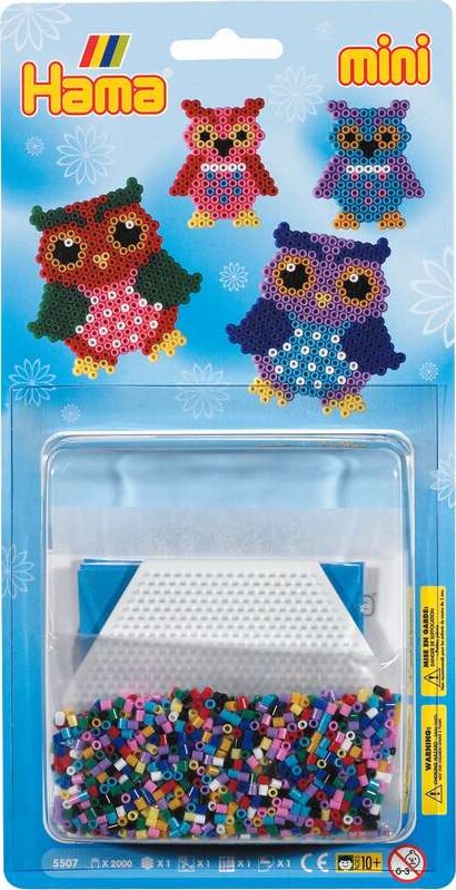 Hama Mini Perlesæt - Ugler Perleplade Og Perler - 5507