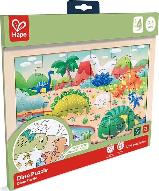 Hape - Dinosaur Puslespil I Træ