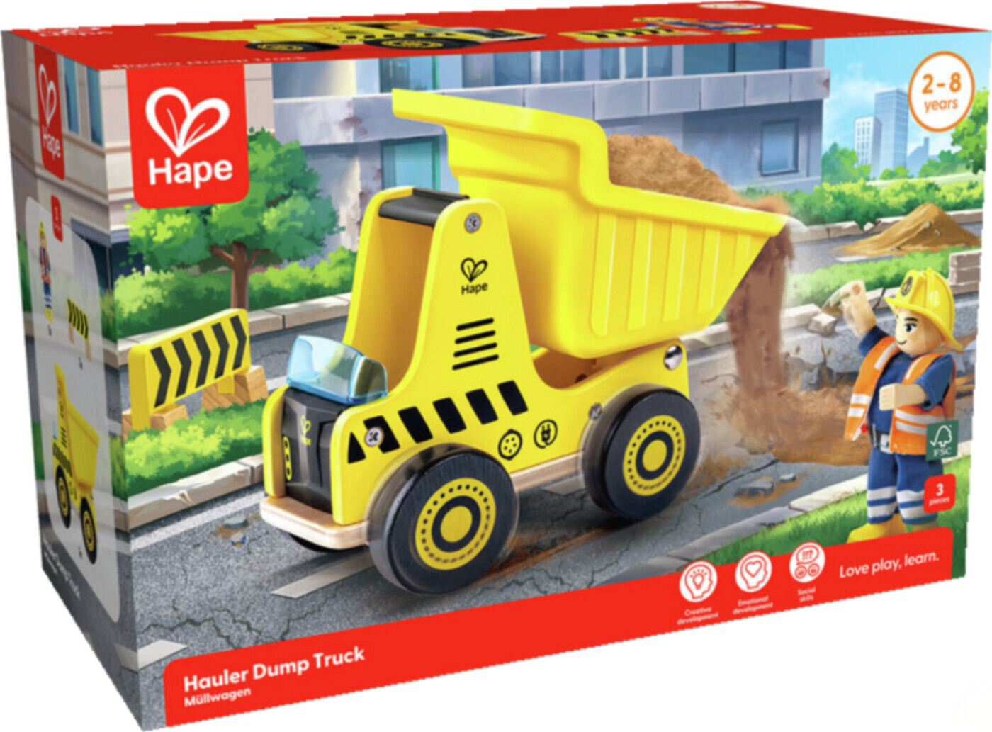 Hape - Hauler Dump Truck - Legetøjs Dumper Lastbil