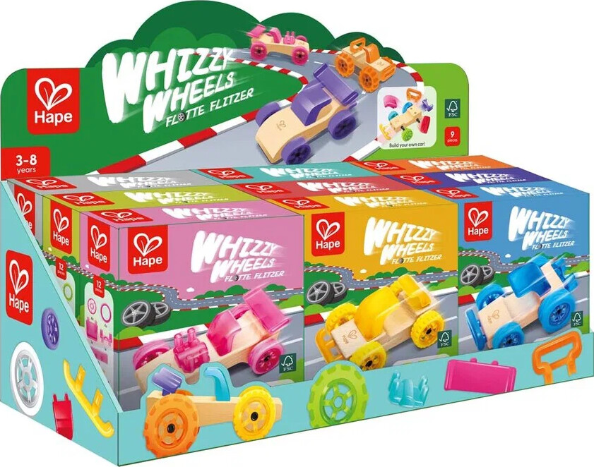 Hape - Whizzy Wheels - Legetøjsbil Byggesæt I Træ - Assorteret