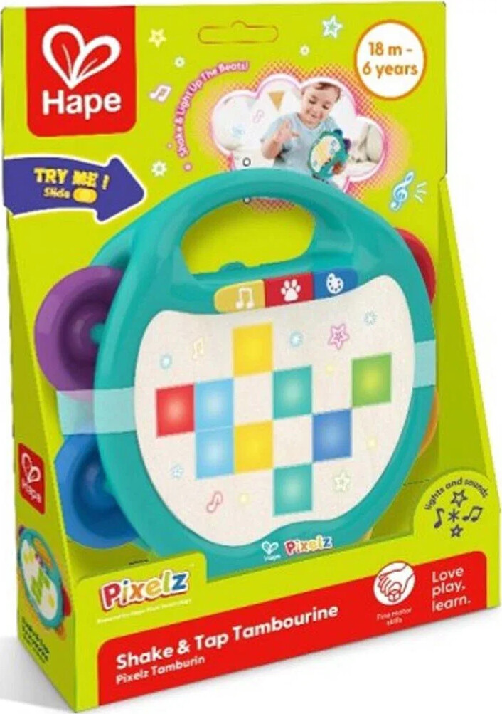 Hape - Pixelz Shake & Tap Tambourine - Tamburin Til Børn