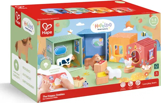 Hape - The Happy Stables - Bog Og Figur Legesæt - Hapeland
