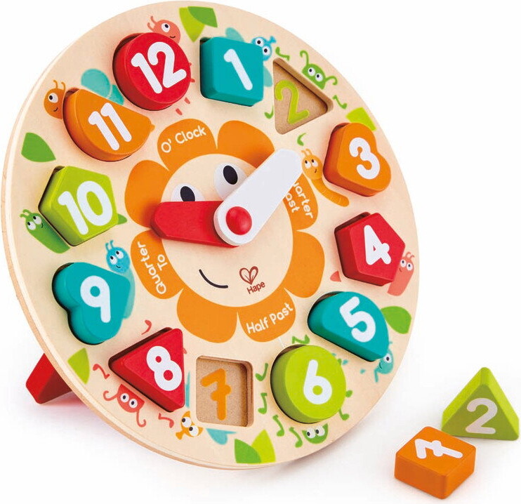 Hape - Chonky Clock Puzzle - Ur Puslespil Med Tal I Træ