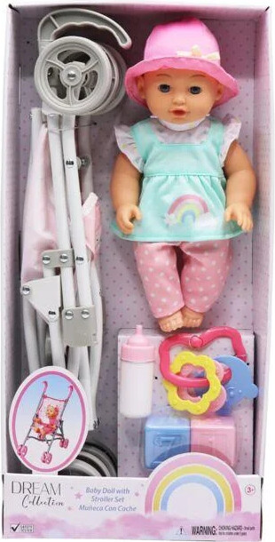 Happy Friend - Lotta Dukke 30 Cm Med Klapvogn Sæt