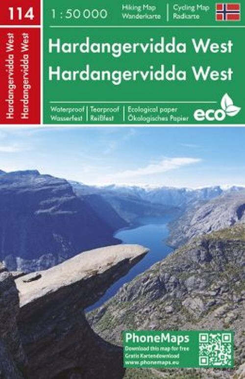 Billede af Hardangervidda West Hiking & Cycling Map - English book