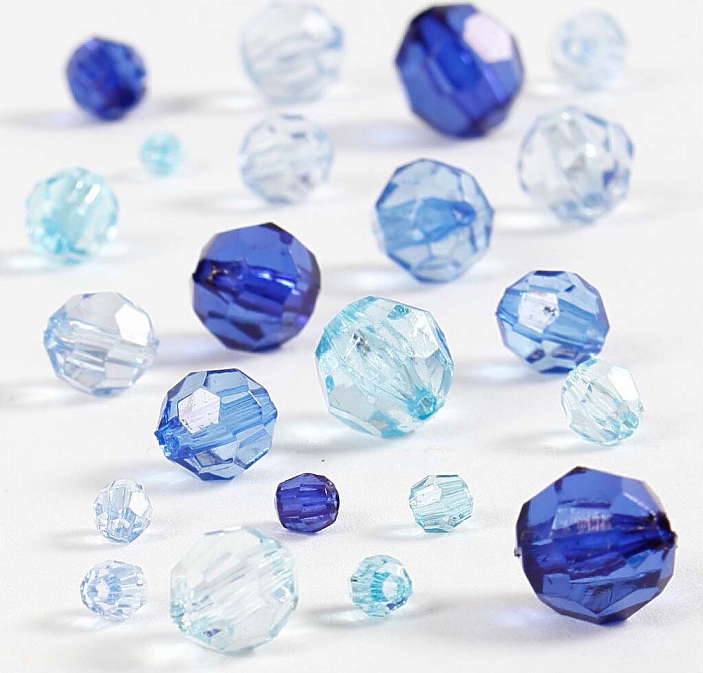 Harmoni Facetperlemix - Str. 4-12 Mm - Hulstr. 1-2,5 Mm - Blå Harmoni - 45 G billede
