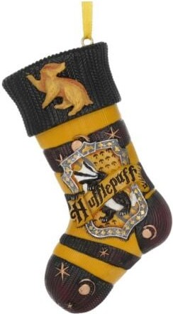 4: Harry Potter Julepynt - Hufflepuff Strømpe - 7,5 Cm