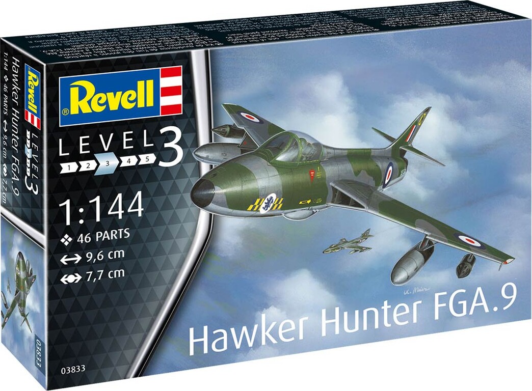 Revell - Hawker Hunter Fga.9 Fly Byggesæt - 1:144 - Level 3 - 03833