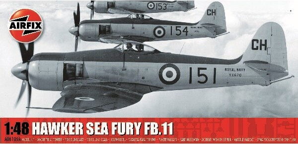 Se Airfix - Hawker Sea Fury Fb.ii Modelfly Byggesæt - 1:48 - A06105a hos Gucca.dk