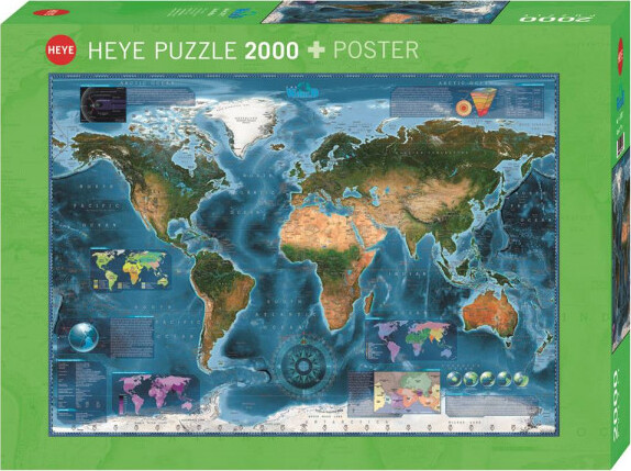 Heye Puslespil - Satellite Map - 2000 Brikker