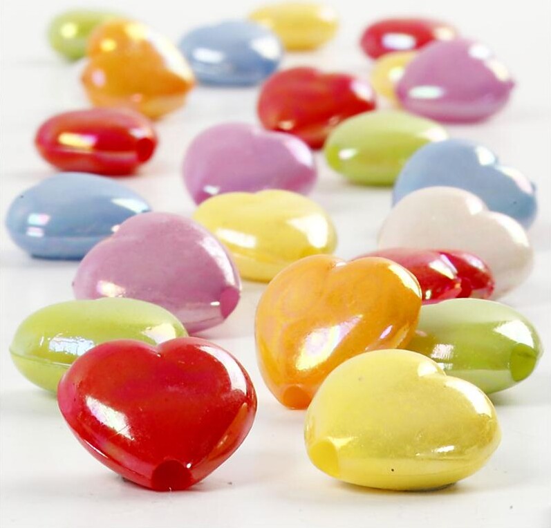 Hjerte Mix - Str. 25x15 Mm - Hulstr. 3 Mm - 125 Ml - 70 G billede