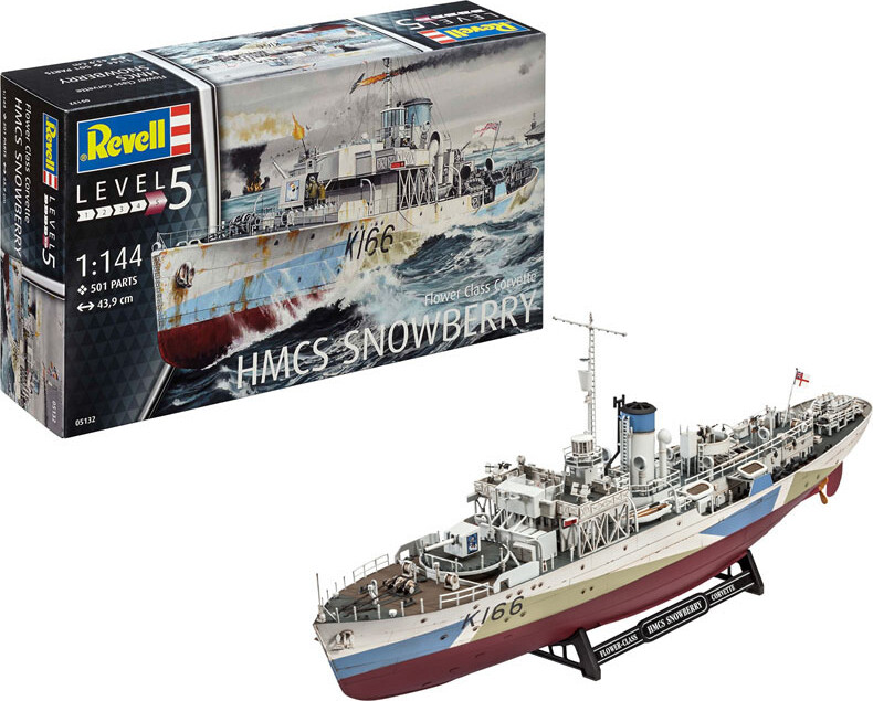 Revell - Hmcs Snowberry Flower Class Corvette Skib Byggesæt - 1:144 - Level 5 - 05132