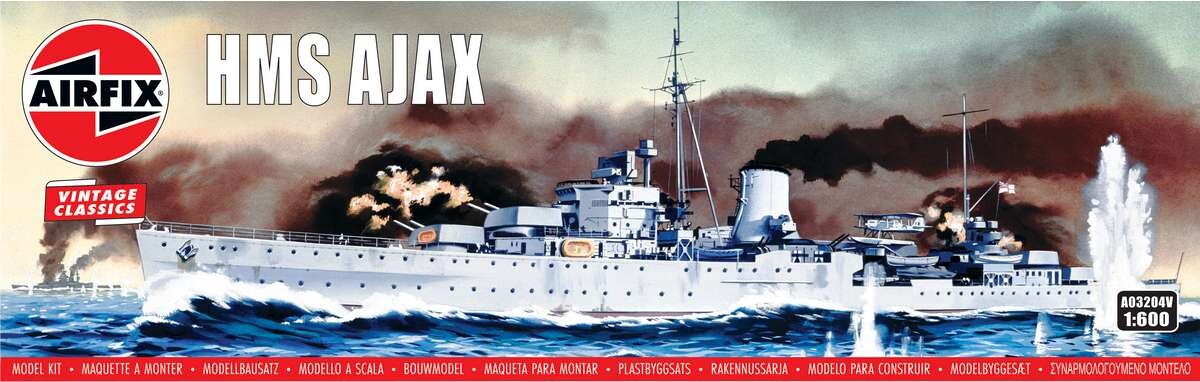 Airfix - Hms Ajax Modelskib Byggesæt - 1:600 - A03204v