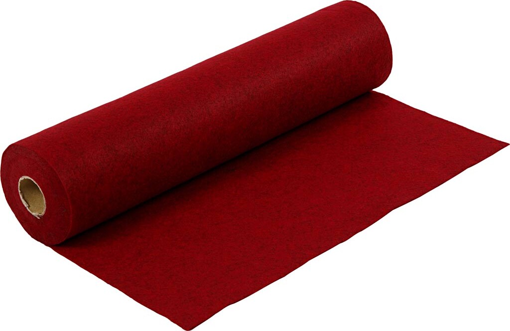 Hobbyfilt - B 45 Cm - Tykkelse 1,5-2 Mm - Meleret - 180-200 G - Rød - 5 M