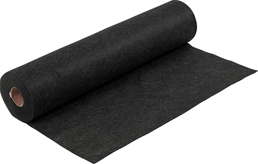 Hobbyfilt - B 45 Cm - Tykkelse 1,5-2 Mm - Meleret - 180-200 G - Sort - 5 M