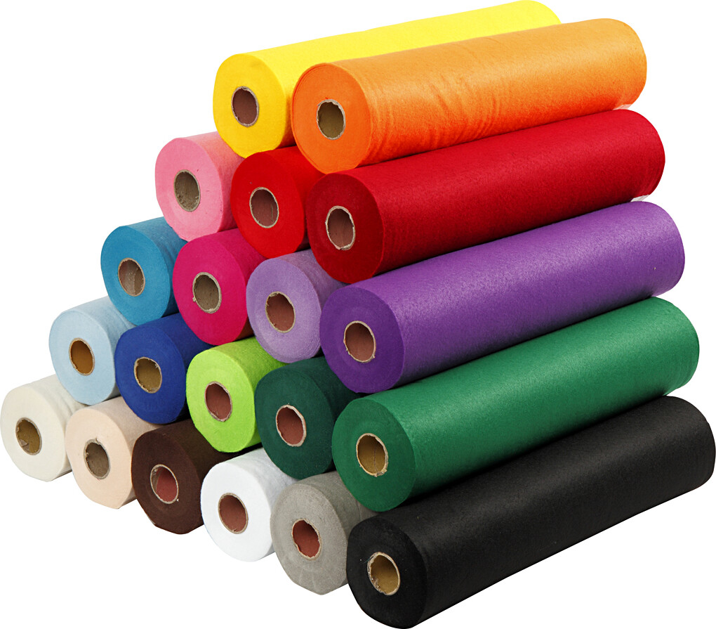 Hobbyfilt - B 45 Cm - Tykkelse 1,5 Mm - 180-200 G - Assorterede Farver - 20x5 M