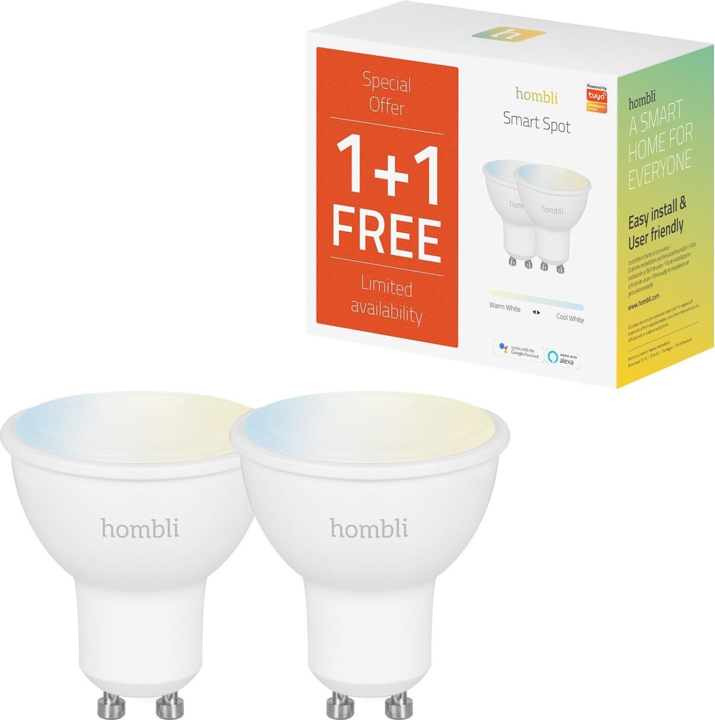 Billede af Hombli - Smart Bulb 2-pak - Elpærer - Gu10 Wifi 2700-6500k 350lm