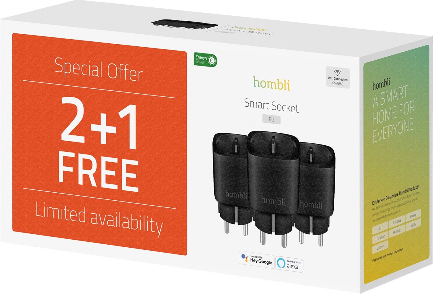 Se Hombli - Smart Home Wifi Stikkontakter - Eu - 3 Stk hos Gucca.dk
