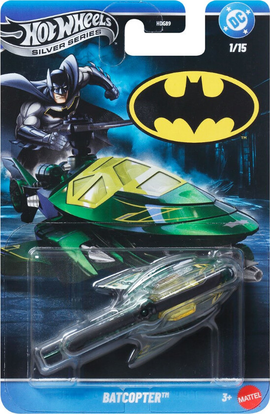 Hot Wheels - Hdg89 1/15 - Batman - Batcopter Bil - Silver