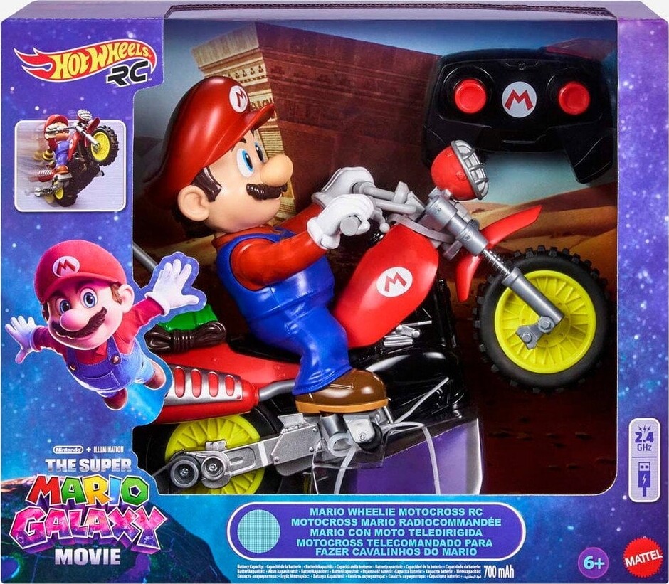 Hot Wheels Fjernstyret Motorcykel - Mario Movie II - Mario Wheel