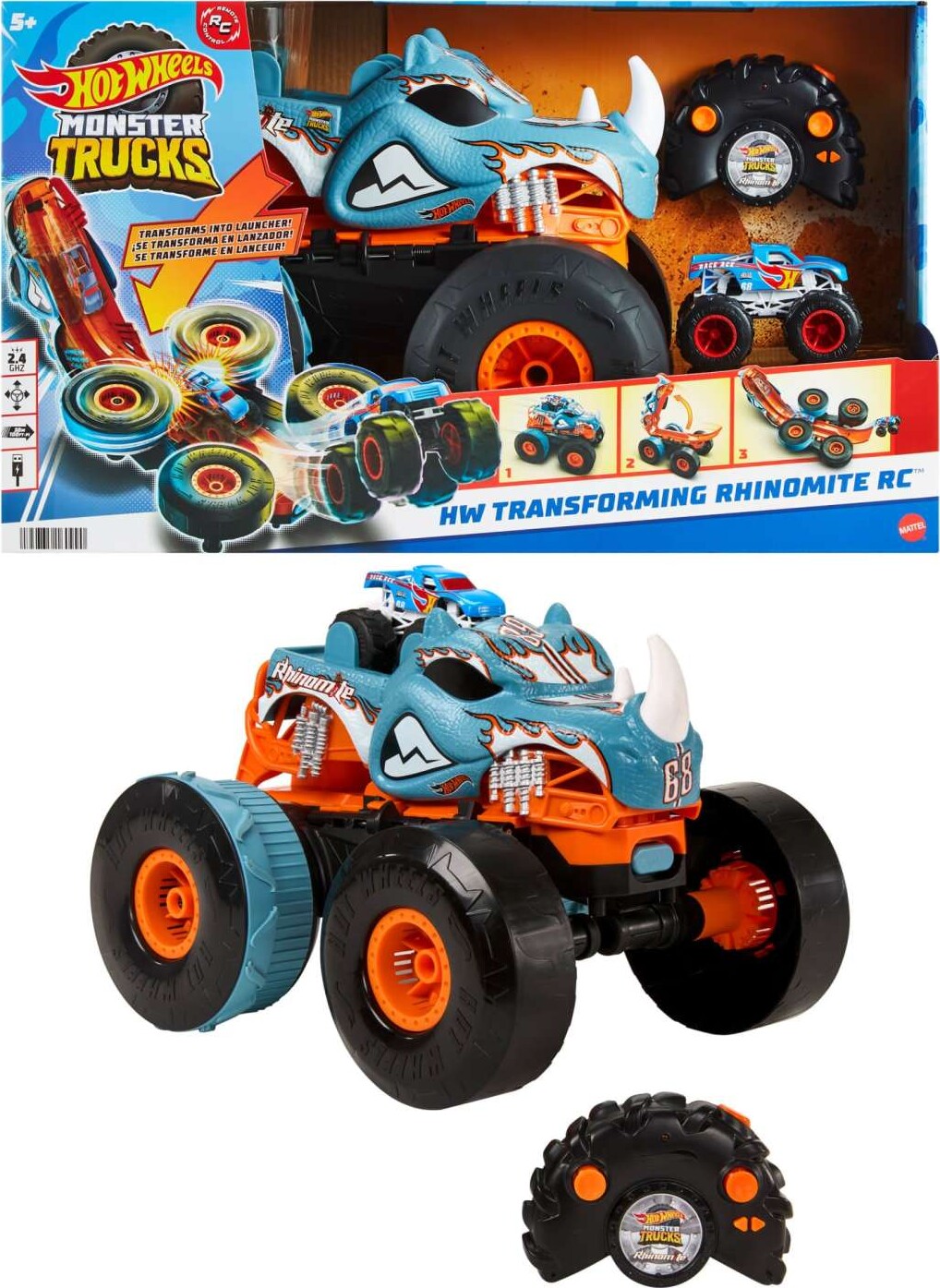 Hot Wheels - Monster Trucks Transforming Rhinomite Remote Controlled (hpk27)