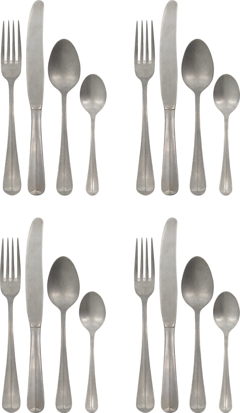 House Doctor - Bestik Sæt - Hdbrush - Sølv Finish - 16 Dele