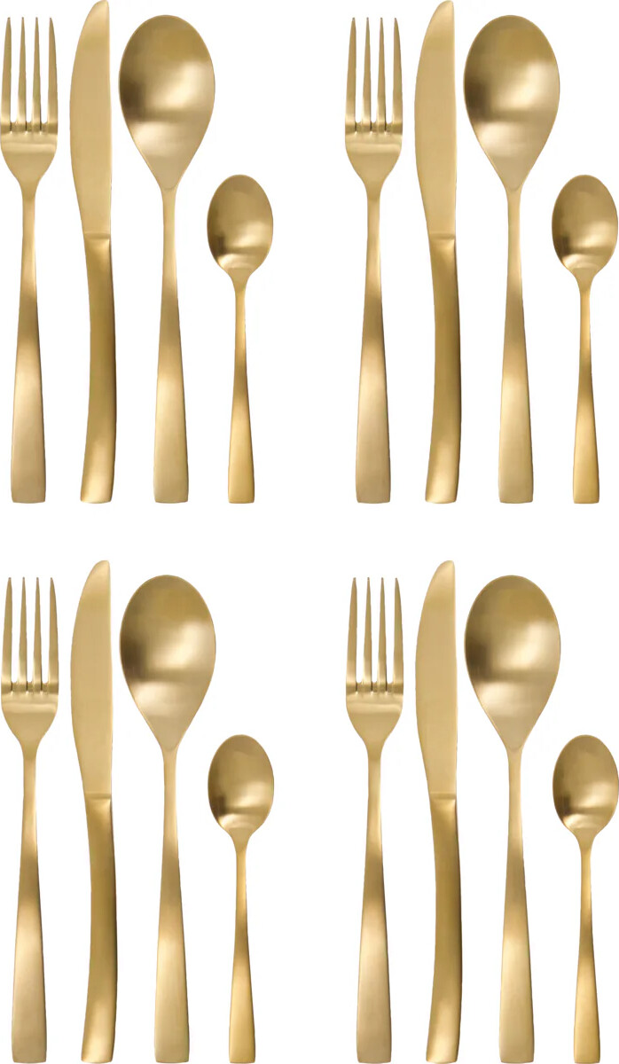 House Doctor - Bestiksæt - Hdgolden - Guld - Rustfrit Stål - 16 Dele