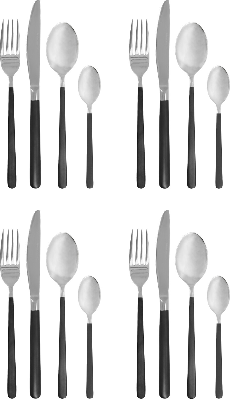 House Doctor - Bestik Sæt - Hdox - Sort/sølv - 16 Dele